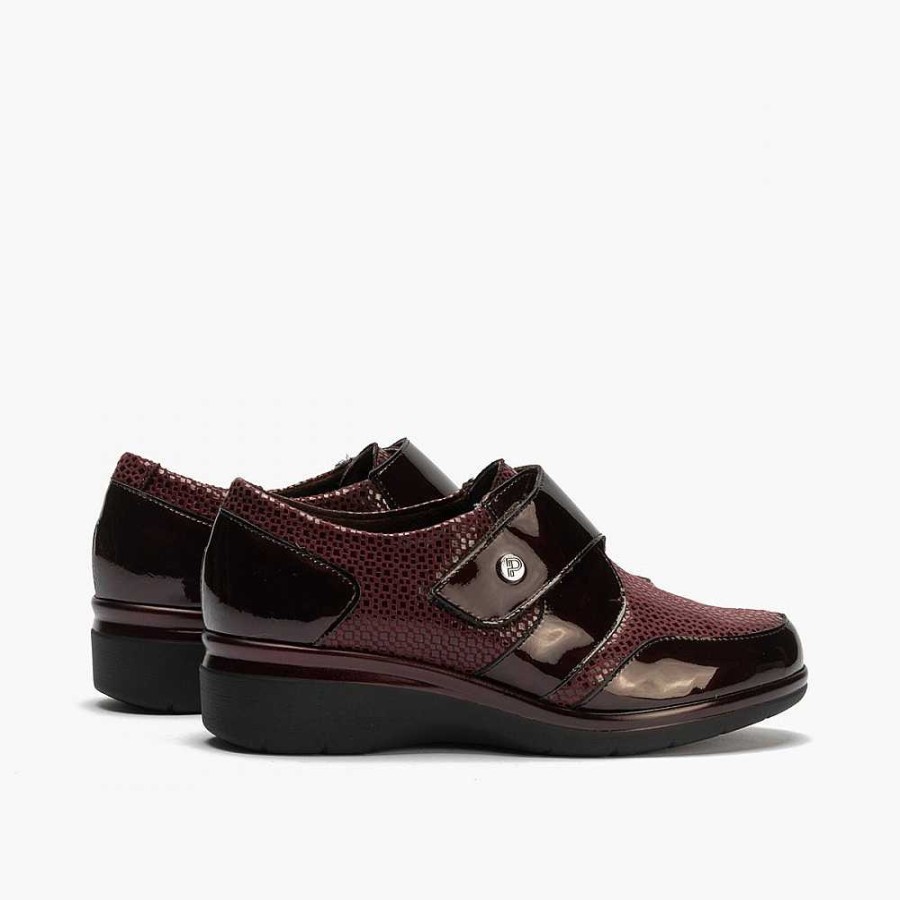 Women Calzaro Moccasins|Comfort | Velcro Blucher With Lycra 5311 Burgundy Color For Women