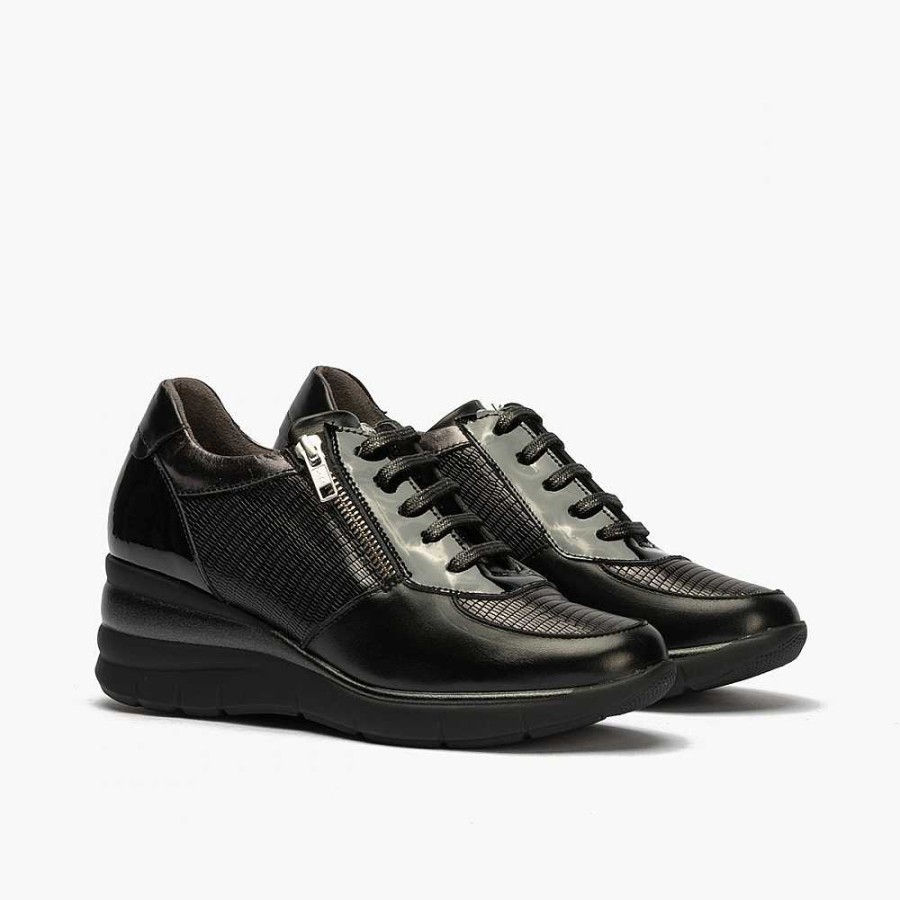 Women Calzaro Sneakers|Comfort|Casual | Sports Shoe With Zipper For Women 5460 Color Black