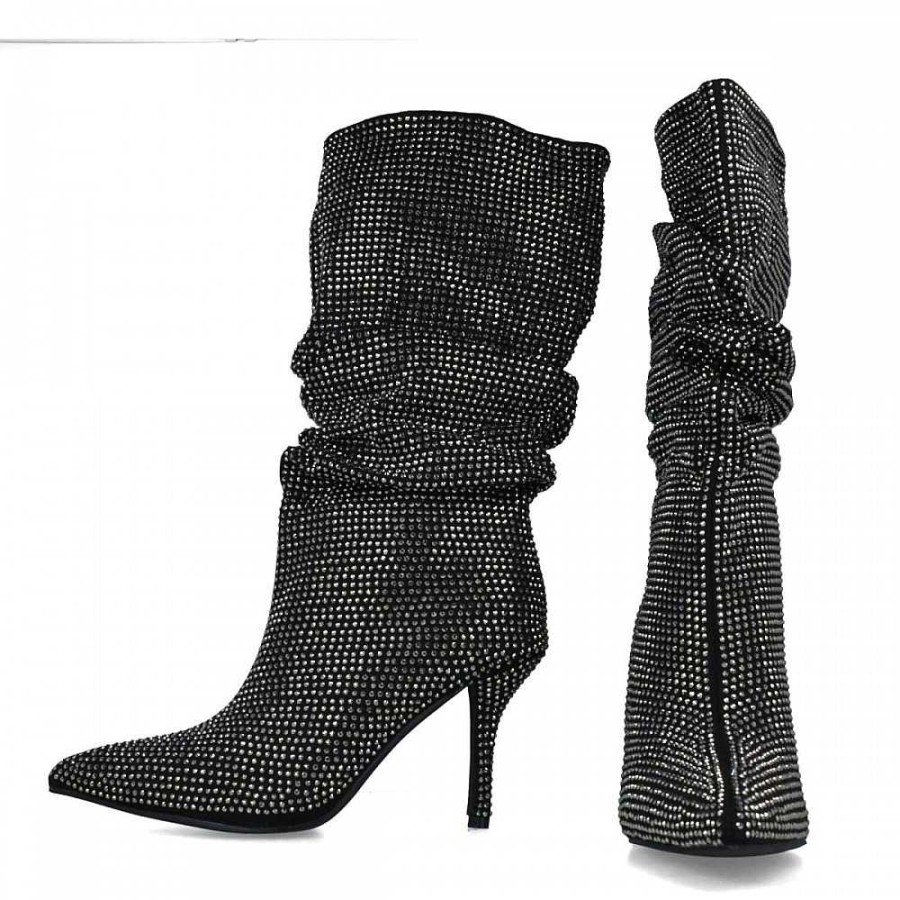 Women Calzaro Women's Boots and Ankle Boots|Low Boots and Ankle Boots | Strass Fantasy Boot 24574 Black.