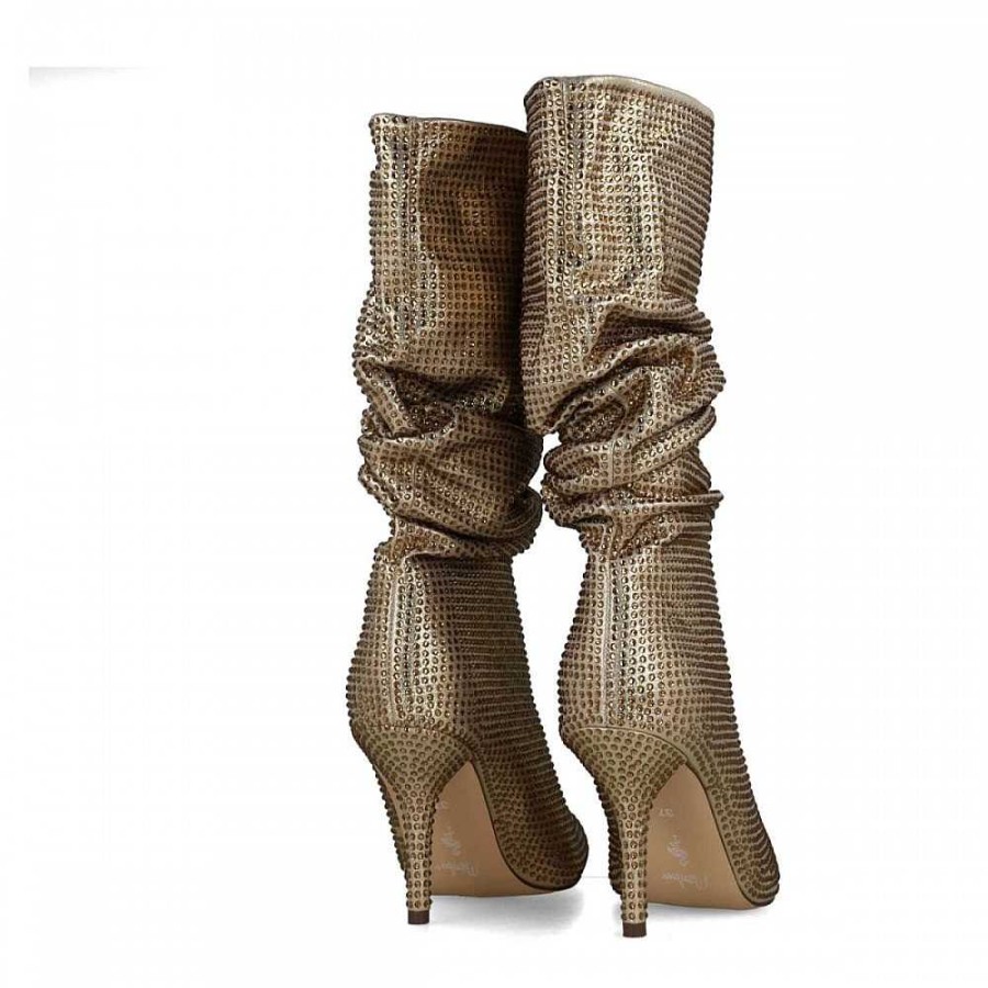 Women Calzaro Women's Boots and Ankle Boots|Low Boots and Ankle Boots | Bota Fantasy Strass 24574 Gold.