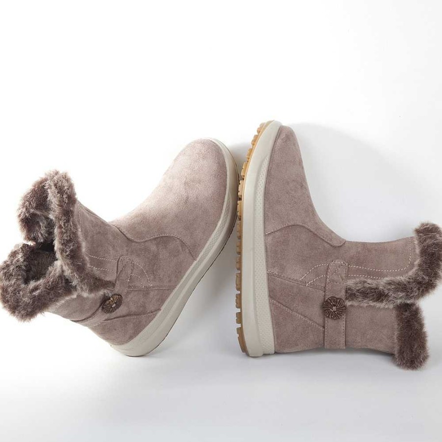 Women Calzaro Fur boots | Boot Hair 22420 Beige Back Strap Button.