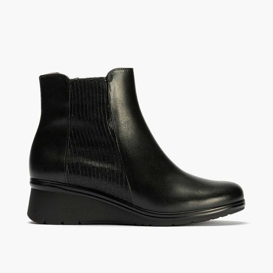 Women Calzaro Comfort|Women's Boots and Ankle Boots | Boots 1626 Cuna Micro Lucido/Tejus Black