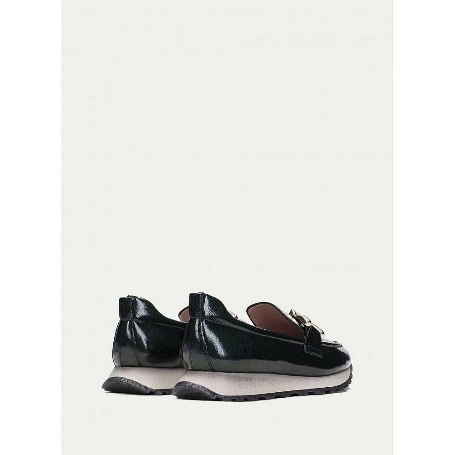 Women Calzaro Mocasines|Comfort|Casual | Moccasin 232962 Blonde Patent Leather Forest Green