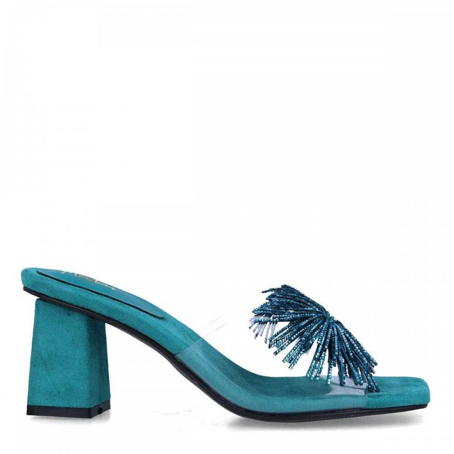 Women Calzaro Heeled shoes | Mule Sandal Shoe 22893 Medium Light Blue