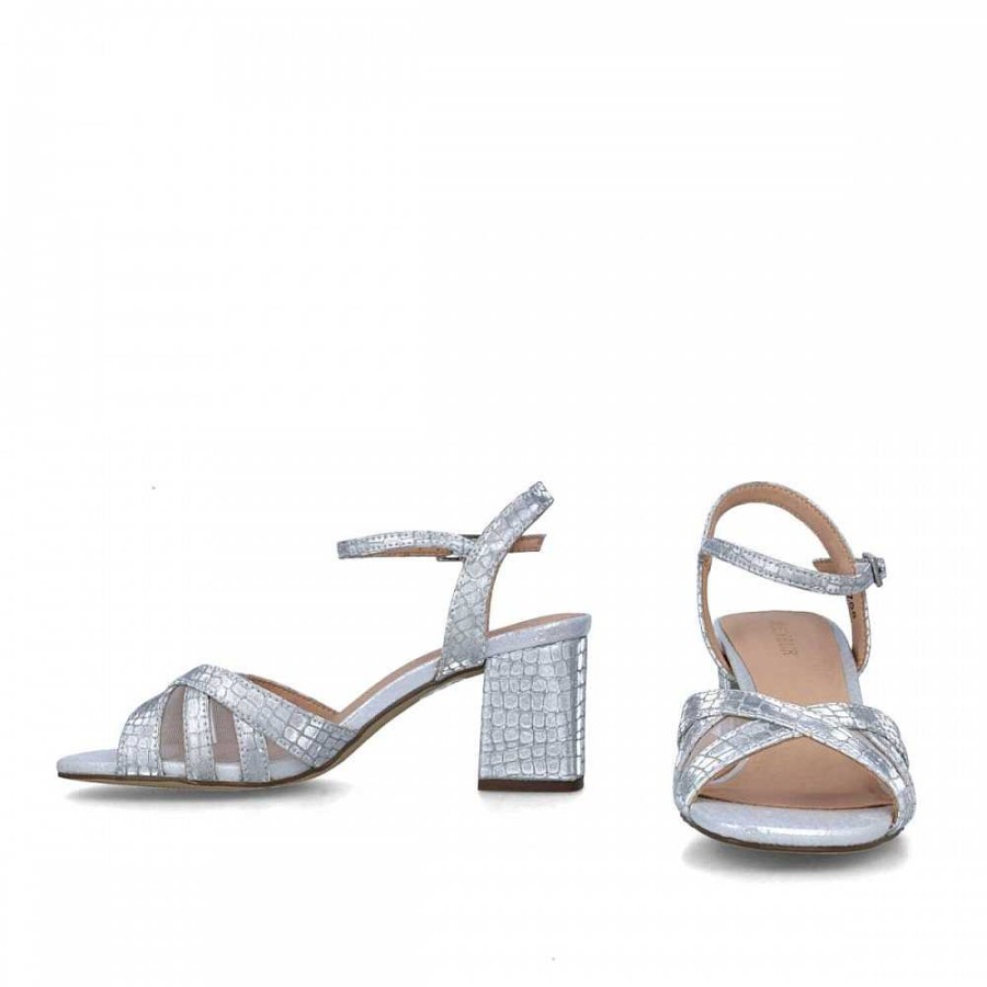 Women Calzaro Heeled shoes | Sandal 23708 Corona Australis Silver