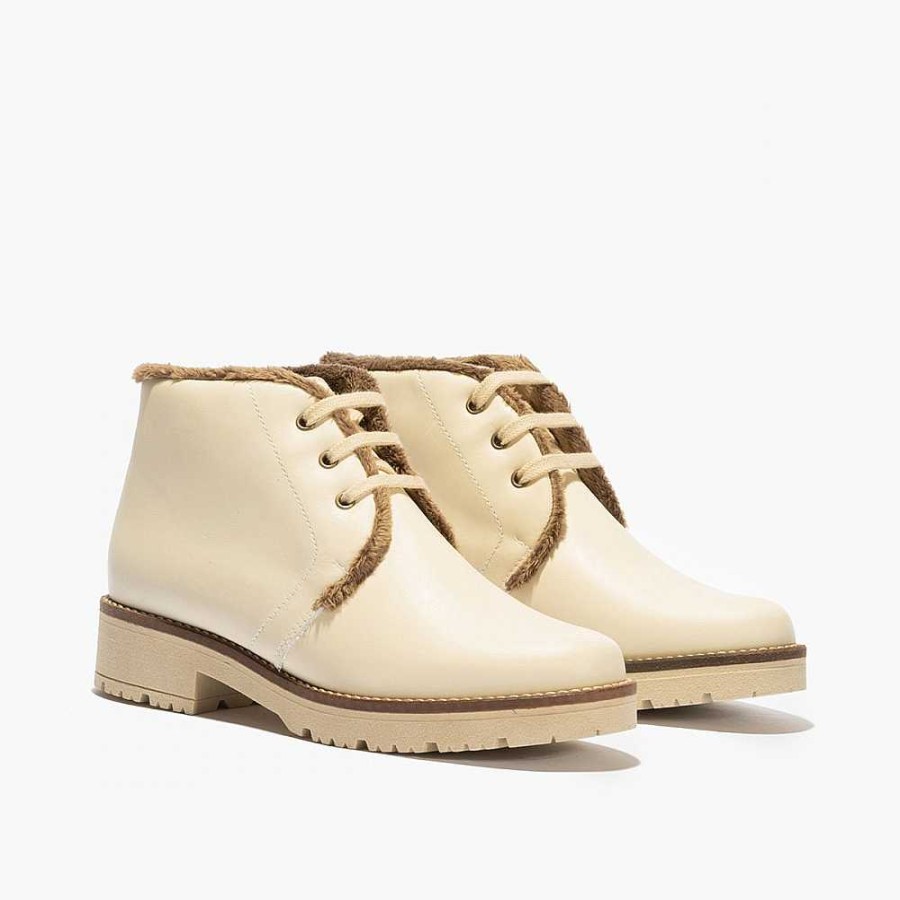 Women Calzaro Comfort|Casual|Fur Boots|Women's Boots and Ankle Boots | Ankle Boot 5374 Safari Hair For Women Ice Cream Color