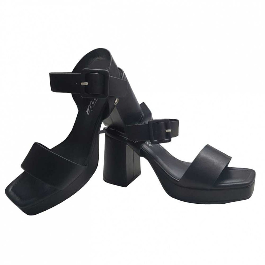 Women Calzaro Heeled shoes | Platform Sandal Shoe 22306 Black