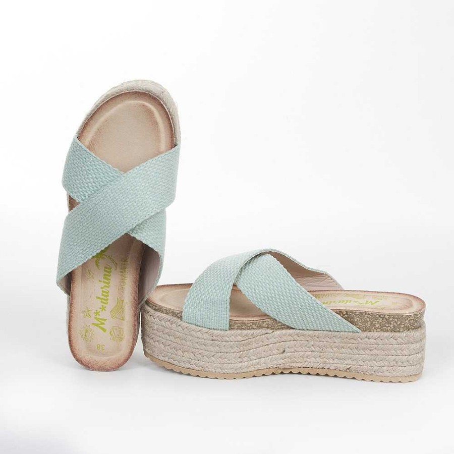 Women Calzaro Sandals|Espadrilles | Esparto Cradle Sandal 652 Aquamarine Light Blue