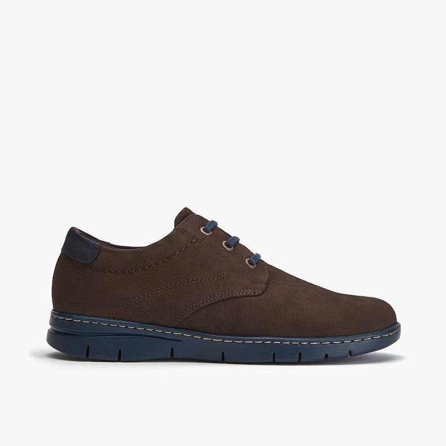 Men Calzaro Lace-up shoes | Men's Blucher 4962 Combined in Brown Nubuck