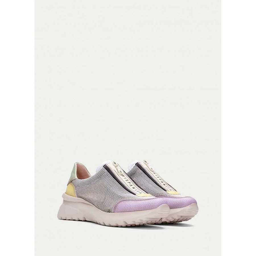 Women Calzaro Sneakers | Polinesia Sports 232605 White-Lavender-Lemon.