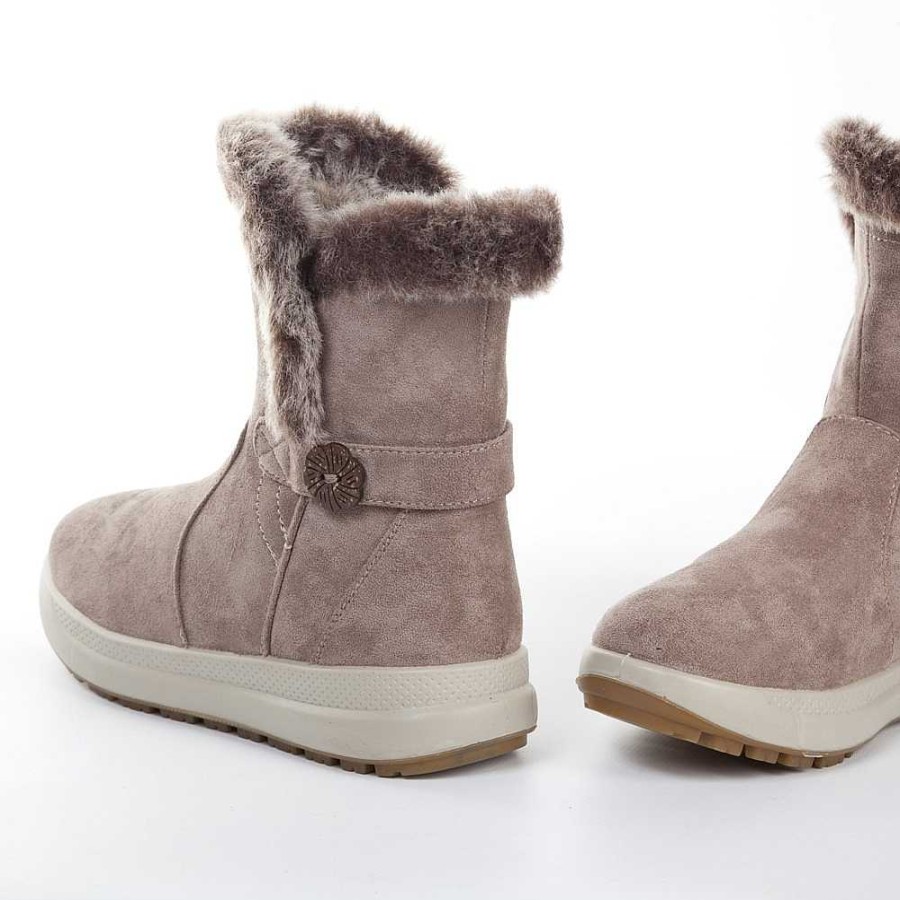 Women Calzaro Fur boots | Boot Hair 22420 Beige Back Strap Button.