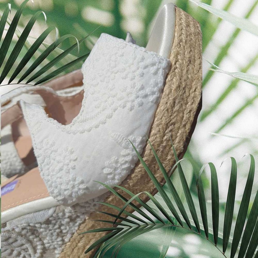 Women Calzaro Espadrilles | Esparto Cradle Sandal Jute Ona White