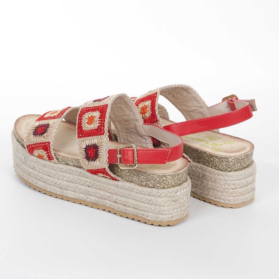 Women Calzaro Sandals|Espadrilles | Esparto Crib Sandal 651 Red