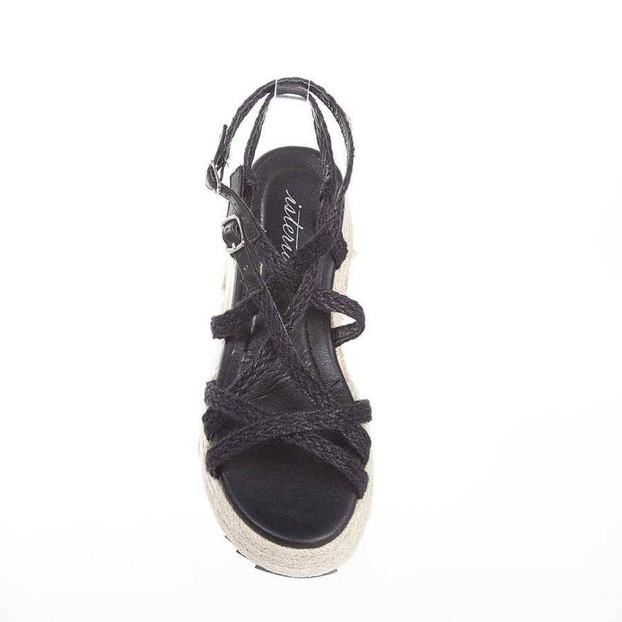 Women Calzaro Sandals|Espadrilles | Jute Buckles Sandal 22037 Black