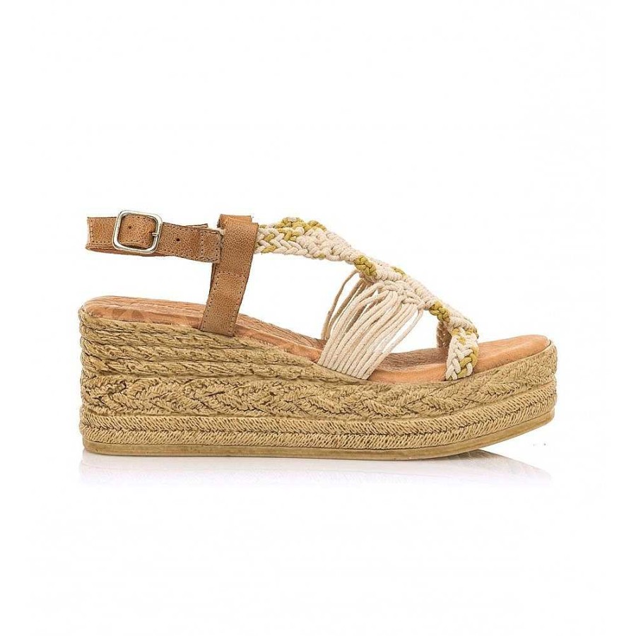 Women Calzaro Sandals|Espadrilles | Frida Esparto Type Half Crib Sandal 50595 Beige