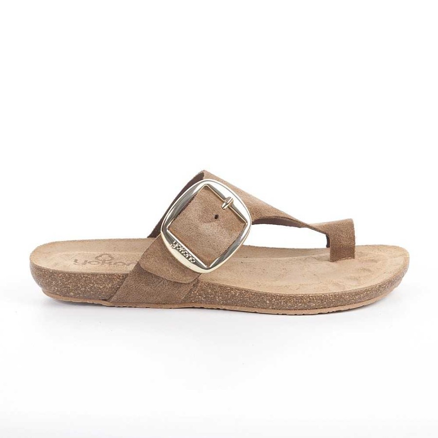 Women Calzaro Bios Sandals | Sandalia Plana Ibiza 205 Mink Beige