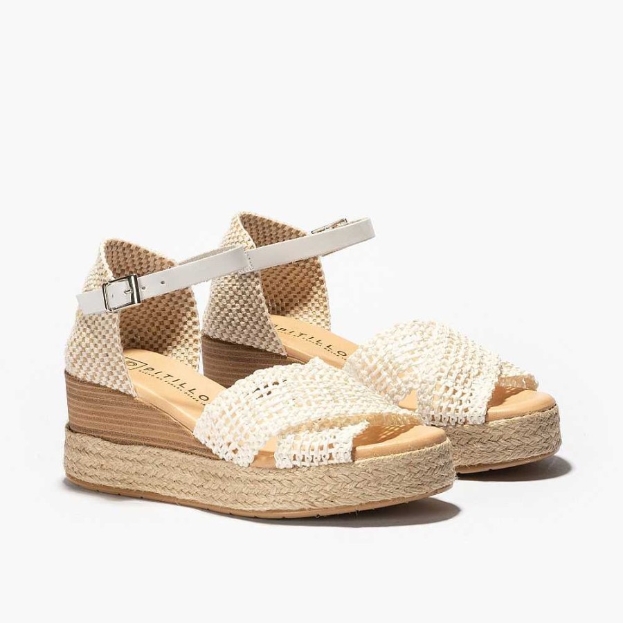 Women Calzaro Sandals | Women's Sandal Pala 5243 With Crossed Braids White