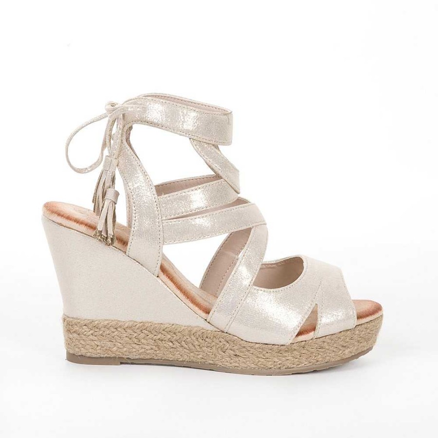 Women Calzaro Espadrilles | Jute Crib Sandal 220 Gold.