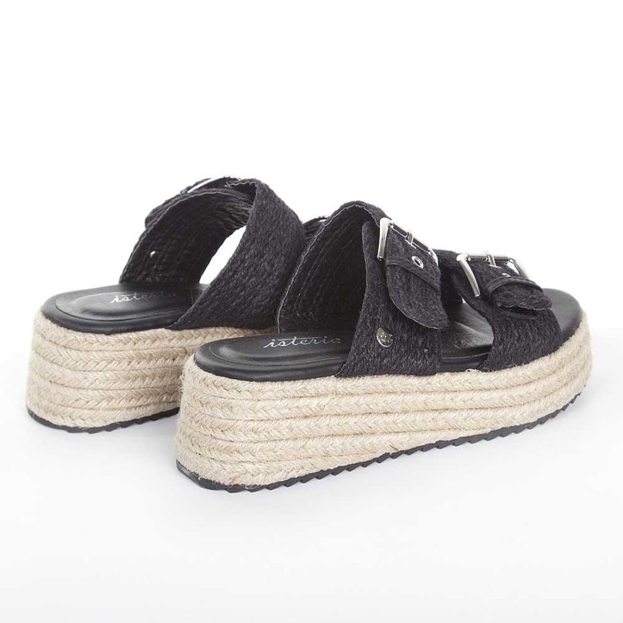 Women Calzaro Sandals|Espadrilles | Jute Buckles Sandal 22036 Black