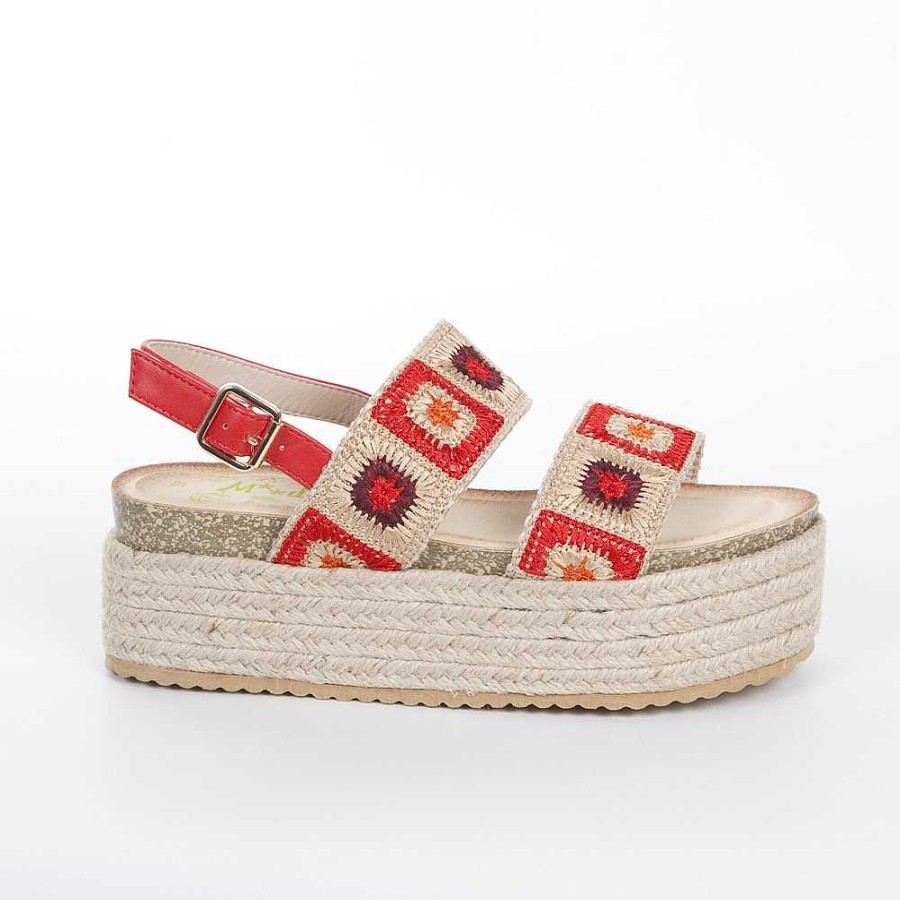 Women Calzaro Sandals|Espadrilles | Esparto Crib Sandal 651 Red