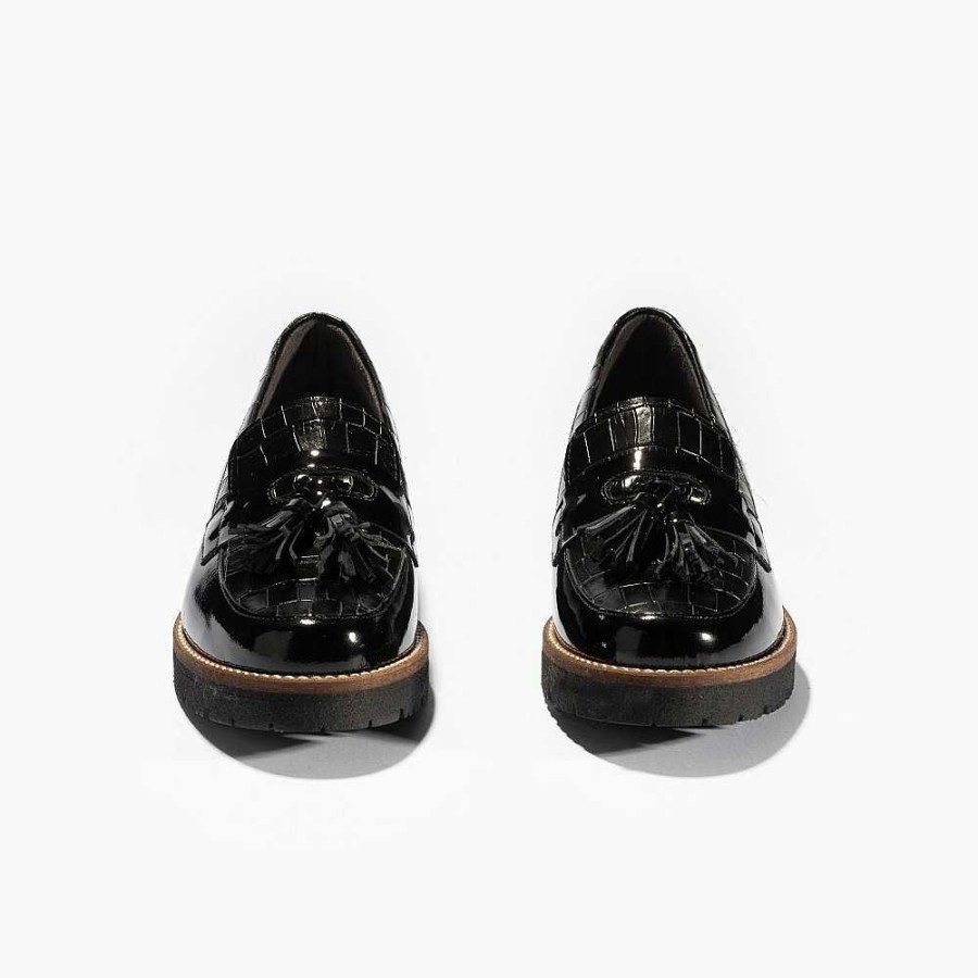 Women Calzaro Mocasines | Mocasin Oxford Sport 1664 Charol / Coco Austral Black