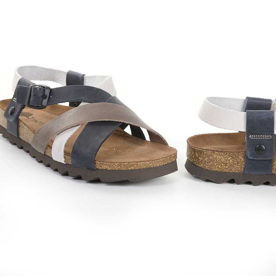 Men Calzaro Sandals | Bios 9537 Navy, Grey, Brown Sandals.