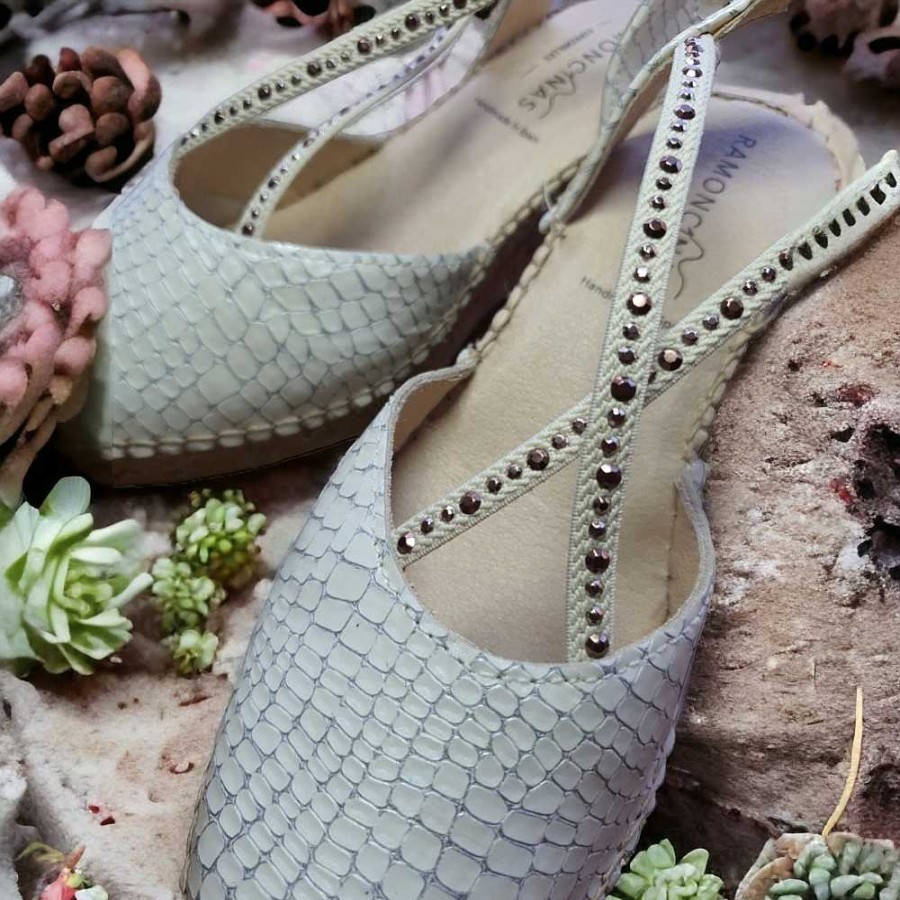 Women Calzaro Espadrilles | Esparto Leather Espadrilles 88 Criollo Hielo Silver