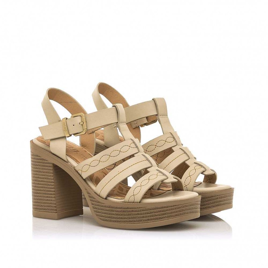 Women Calzaro Sandals | Sandalia Tacon Sport New 67 53384 Cream Beige