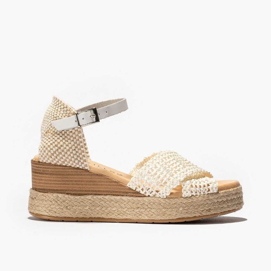 Women Calzaro Sandals | Women's Sandal Pala 5243 With Crossed Braids White