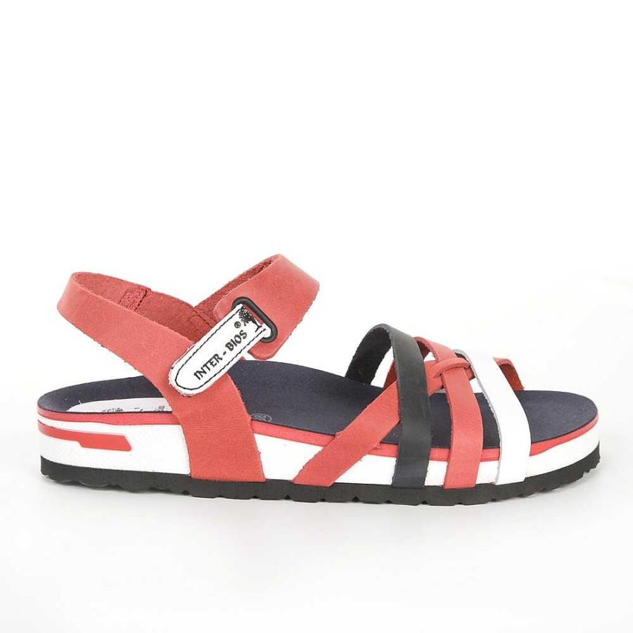 Women Calzaro Bios Sandals | Sandal 4103 In White, Red And Blue.