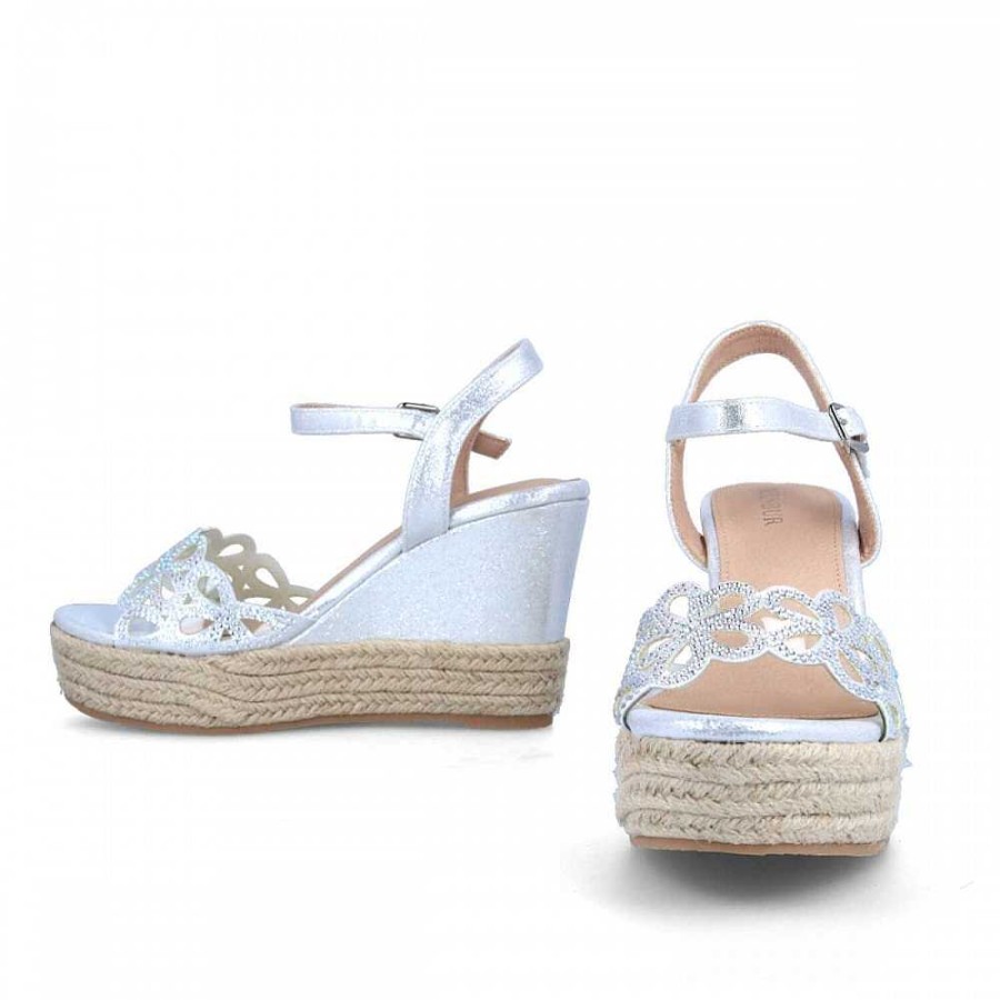 Women Calzaro Espadrilles | Sandalia Cuna Yute Anterselva 21426 Plata