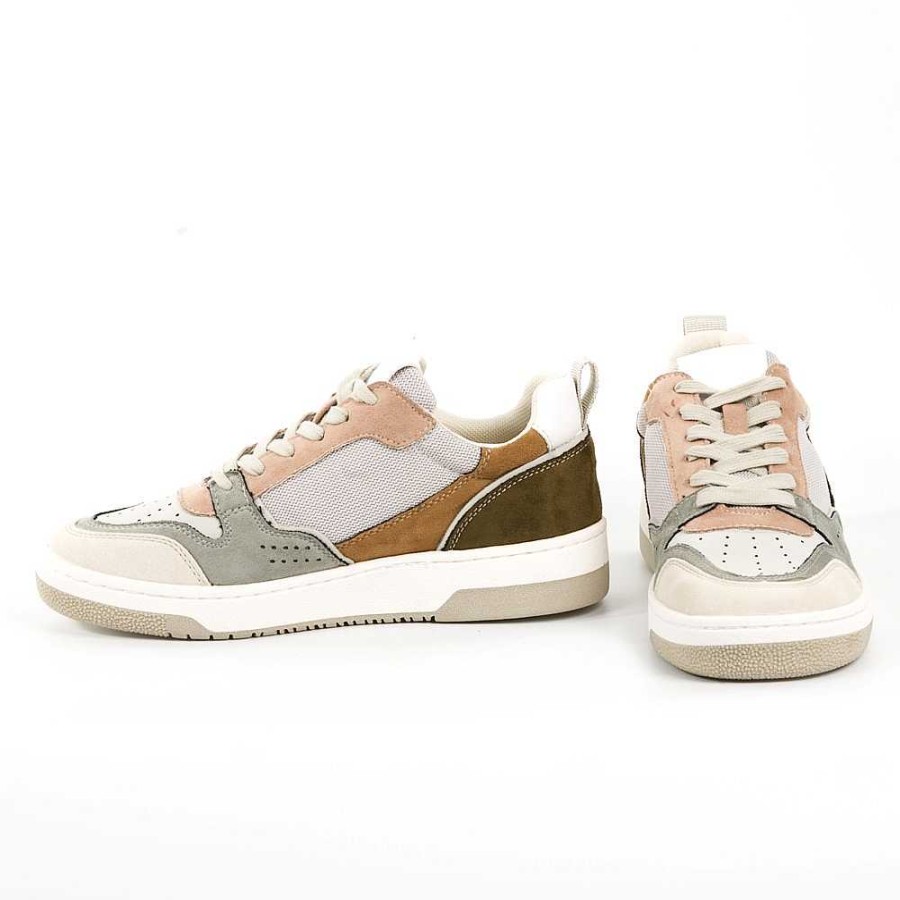 Women Calzaro Sneakers | Sports Sneaker 1520 Green Pink Camel