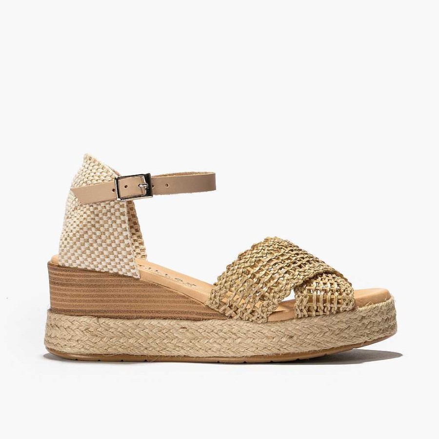 Women Calzaro Sandals | Women's Sandal Pala 5243 With Braids Light Brown Sand