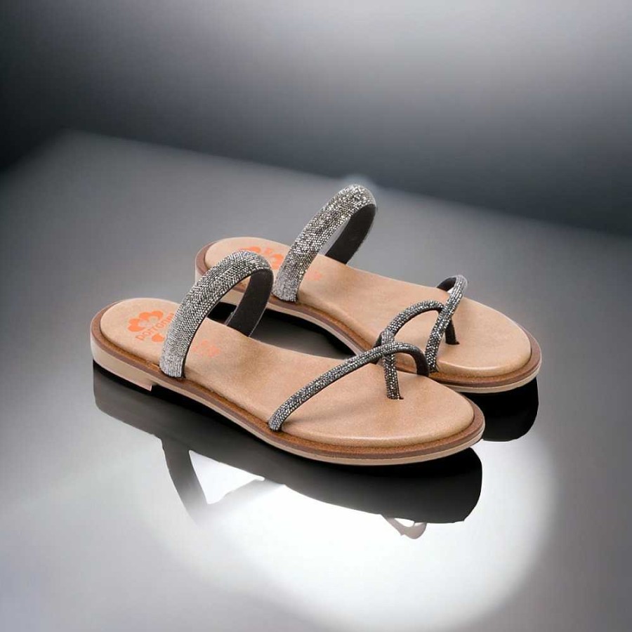 Women Calzaro Sandals | Flat Sandal 2907 Black Lead Ariel.