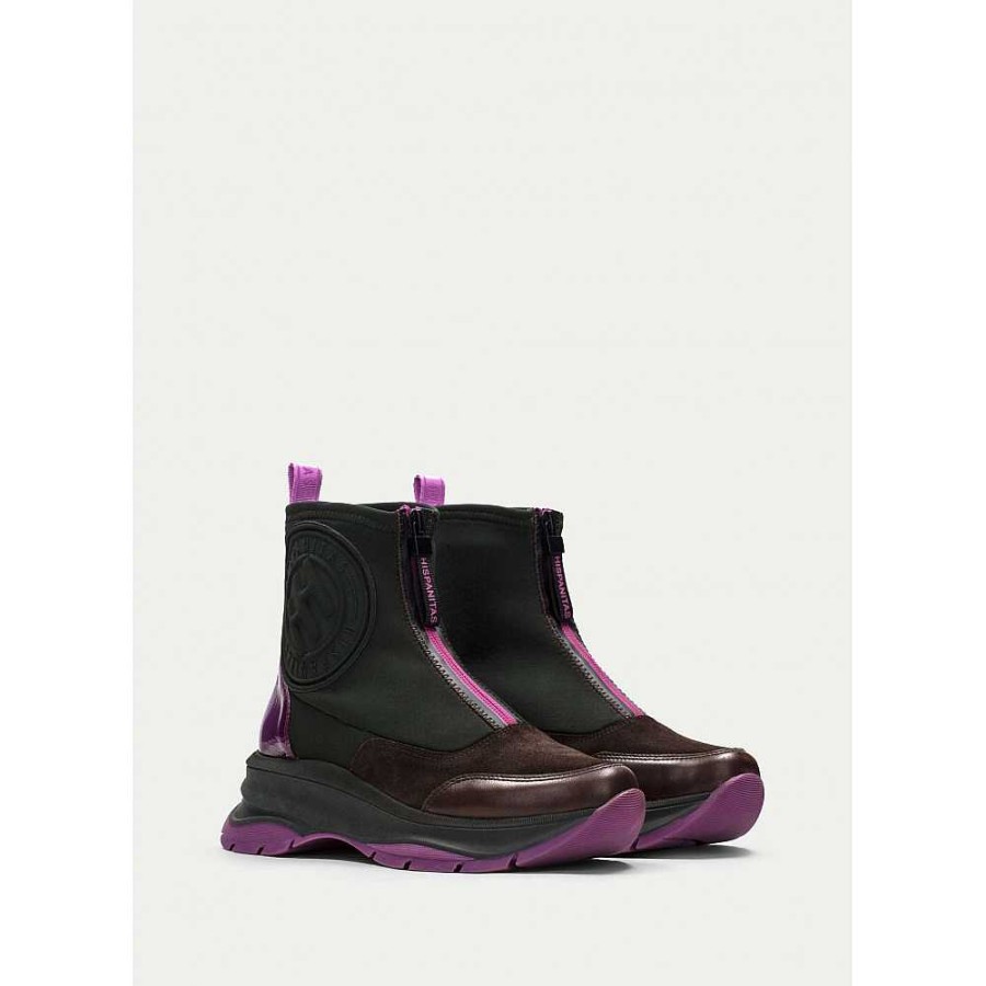 Women Calzaro Sneakers|Comfort|Casual|Women's Boots and Ankle Boots | Botin Sport Alaska 233099 Forest-Marron-Magenta