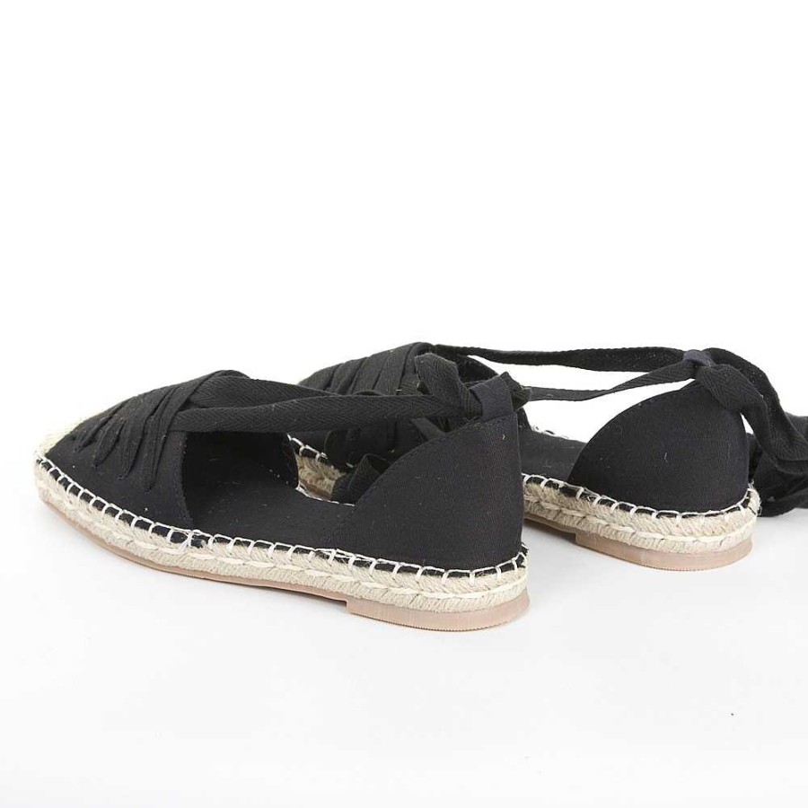 Women Calzaro Espadrilles | Flat Jute Rope Espadrille 8099 Black and Black