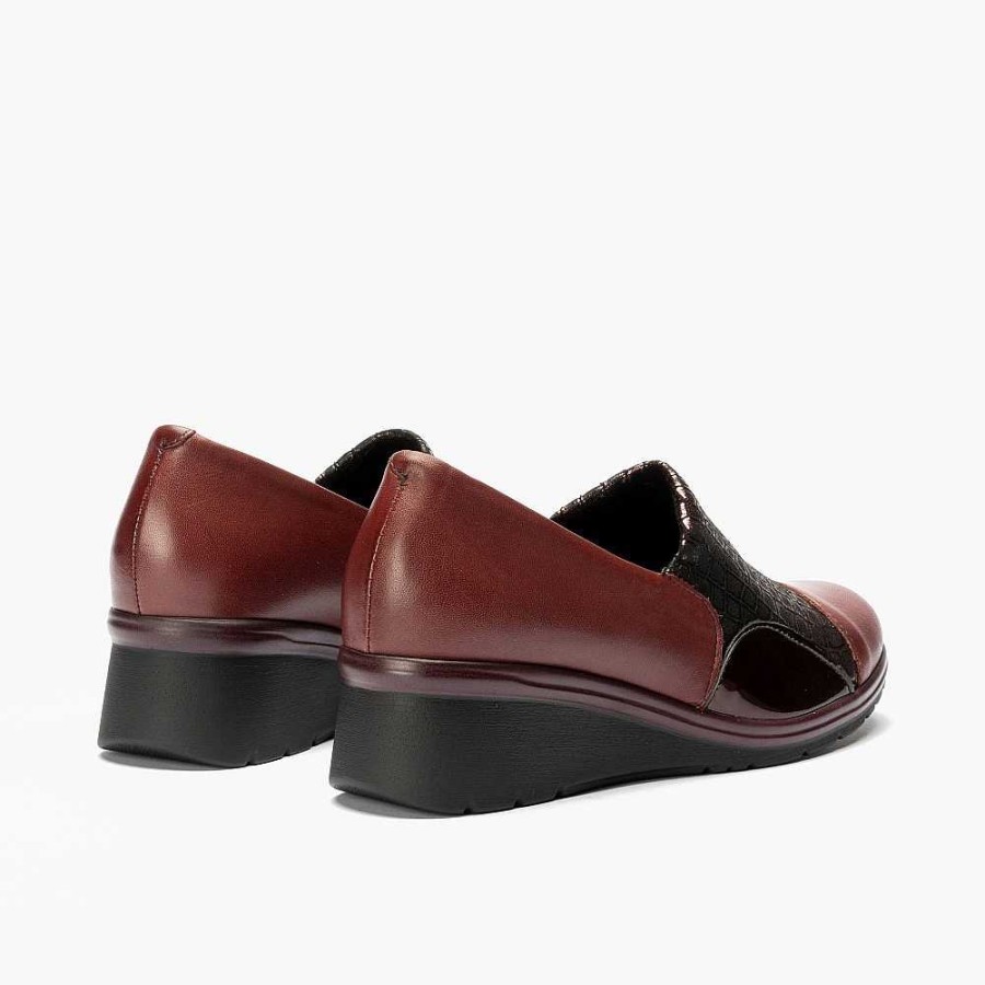 Women Calzaro Heeled shoes|Comfort | Crib 1622 Micro Lucido/Arca/Bordeaux Patent Leather