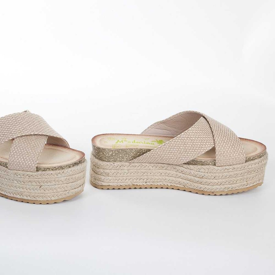 Women Calzaro Sandals|Espadrilles | Esparto Crib Sandal 652 Beige