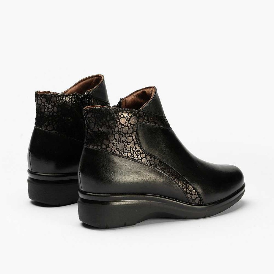 Women Calzaro Comfort|Women's Boots and Ankle Boots | Botines 1613 Classic Lucido/Metropoli Negro