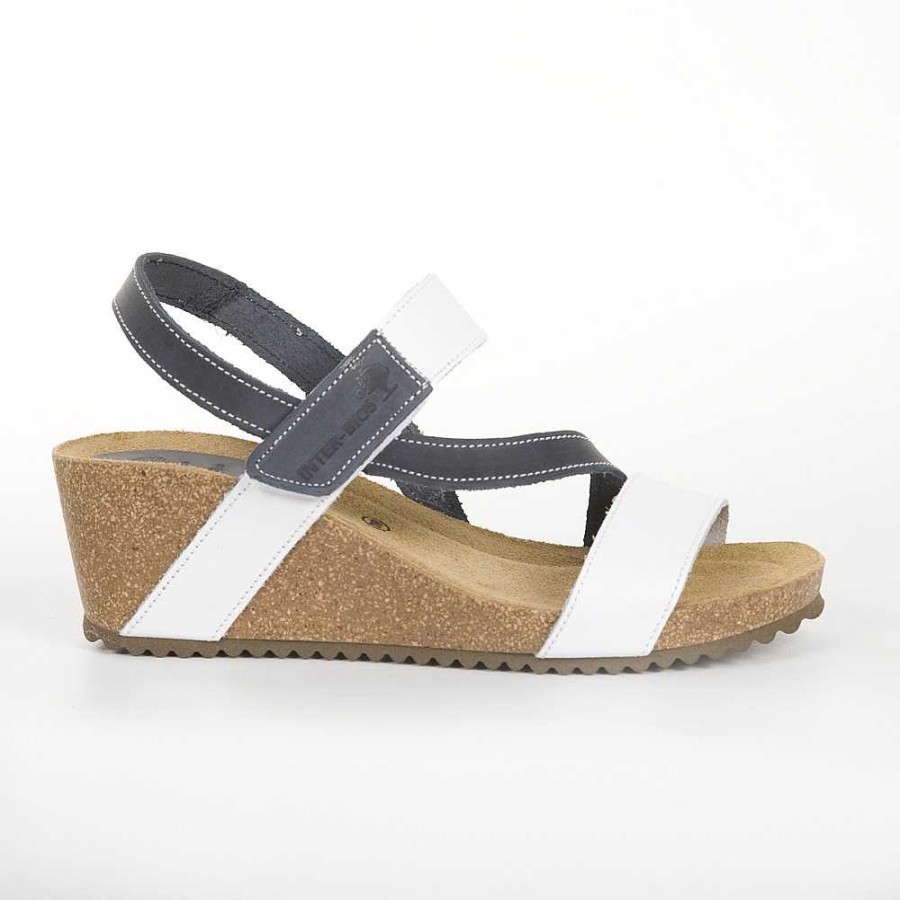 Women Calzaro Bios Sandals | Sandal 5635 White and Navy.