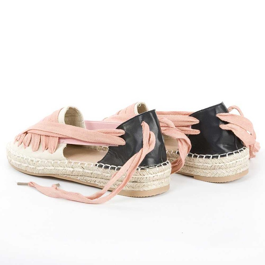 Women Calzaro Espadrilles | Flat Jute Rope Espadrille 8096 Beige and Pink