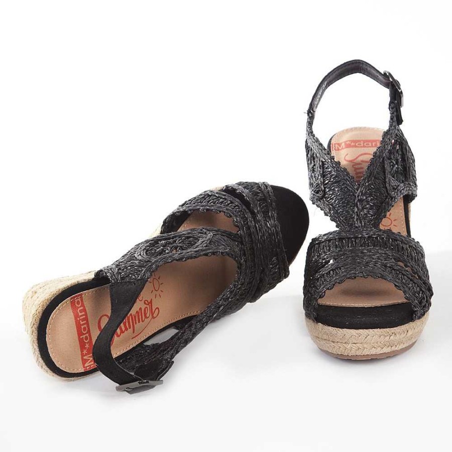 Women Calzaro Espadrilles | Jute Crib Sandal 322 Black