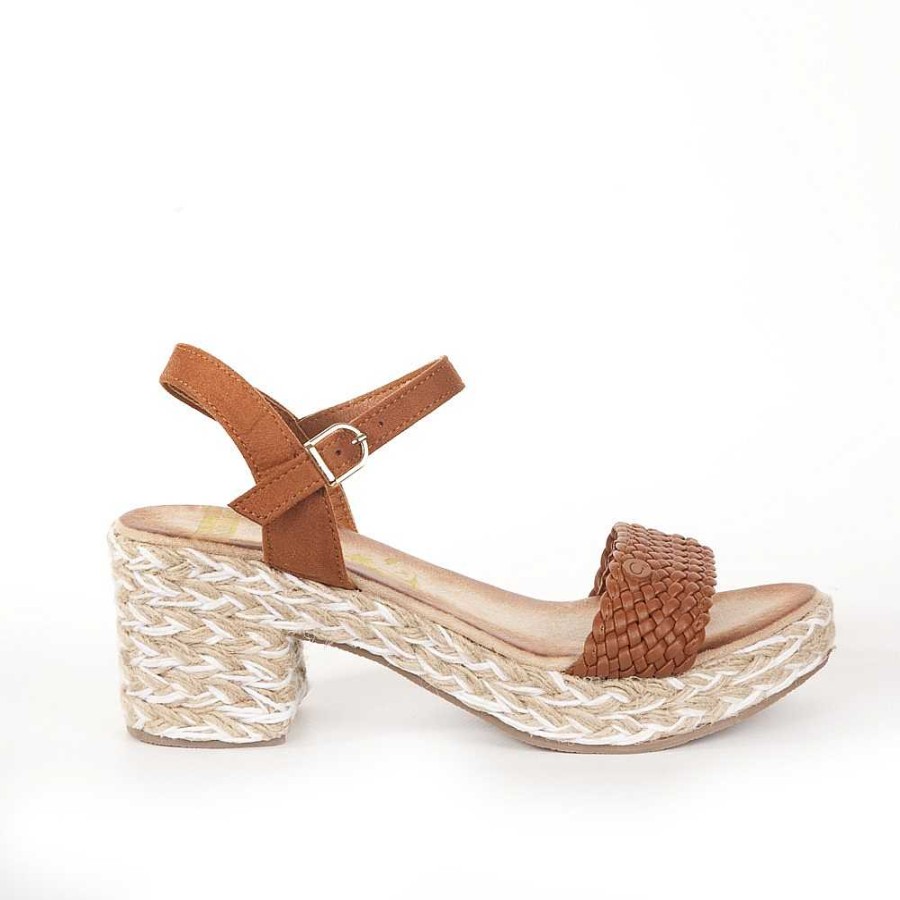 Women Calzaro Sandals|Espadrilles | Esparto 635 Camel Wide Heel Sandal