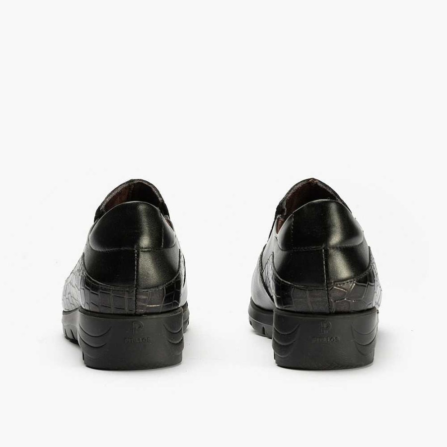 Women Calzaro Moccasins|Comfort | Manoletina 2500 In Black Combined Nappa