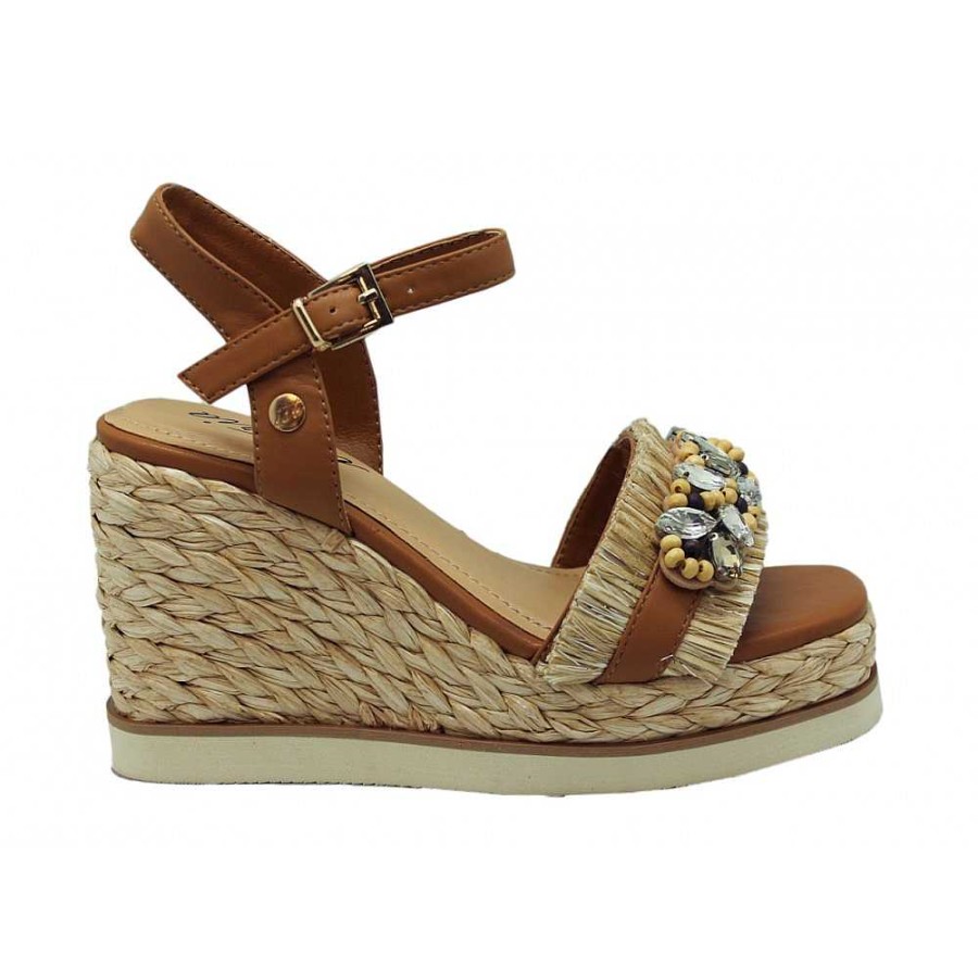 Women Calzaro Sandals|Espadrilles | Jute Crib Sandal 23069 Raffia Leather Trim