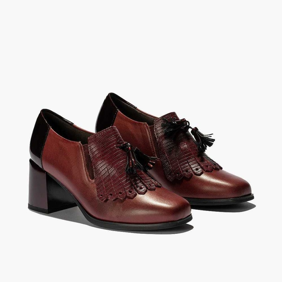 Women Calzaro Heeled shoes|Comfort | 1695 Boots With High Heel Polished/Tejus/Bordeaux Patent Leather