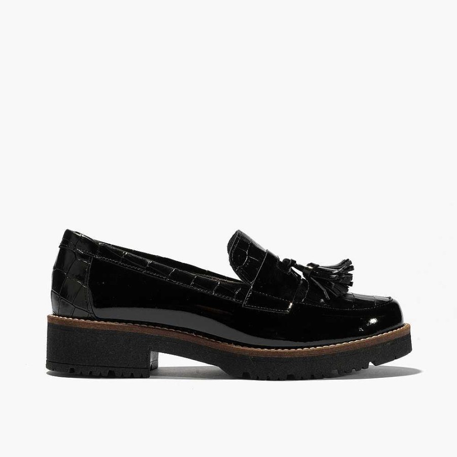 Women Calzaro Mocasines | Mocasin Oxford Sport 1664 Charol / Coco Austral Black