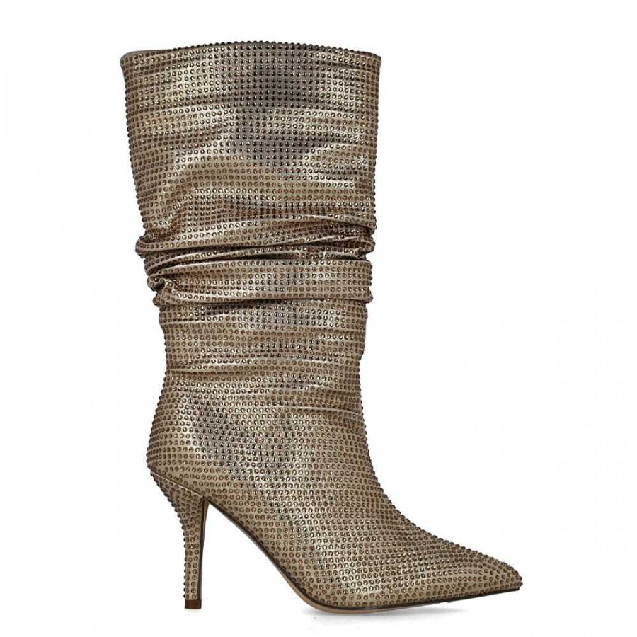 Women Calzaro Women's Boots and Ankle Boots|Low Boots and Ankle Boots | Bota Fantasy Strass 24574 Gold.