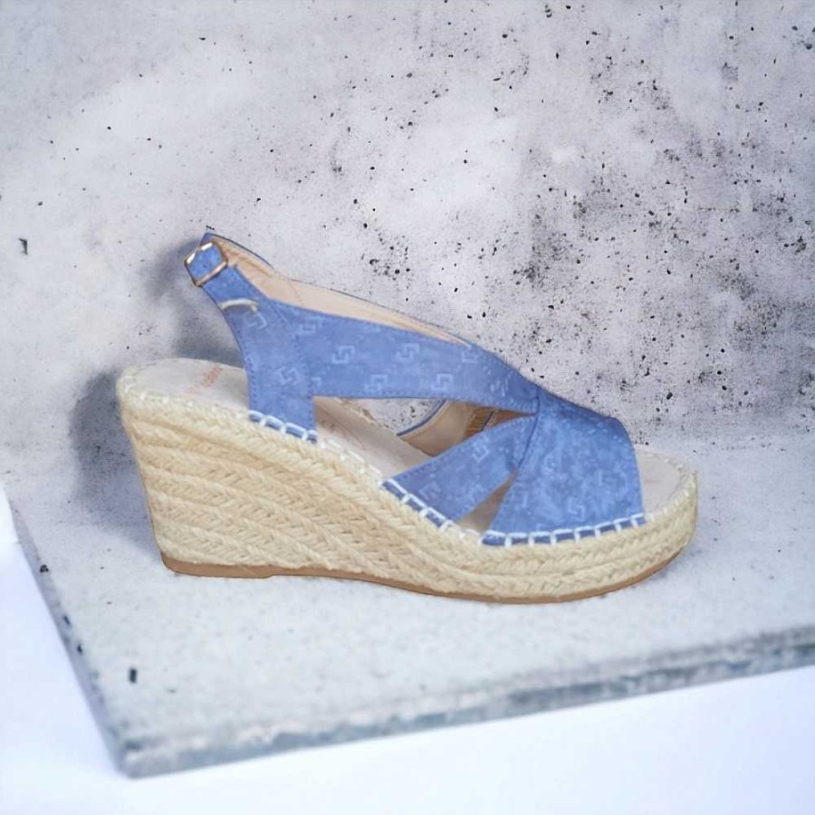 Women Calzaro Espadrilles | Half Jute Cradle Espadrille 752 Blue Jeans