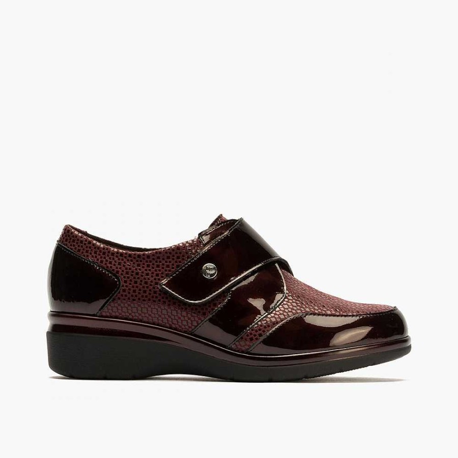 Women Calzaro Moccasins|Comfort | Velcro Blucher With Lycra 5311 Burgundy Color For Women